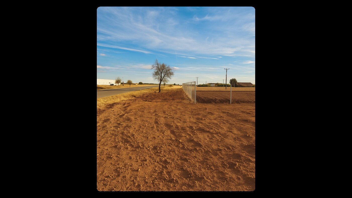 Terreno de tierra suelta antes del extendido de zahorra